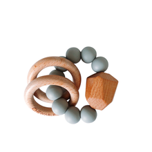 Load image into Gallery viewer, Hayes Silicone + Wood Teether Ring | Grey
