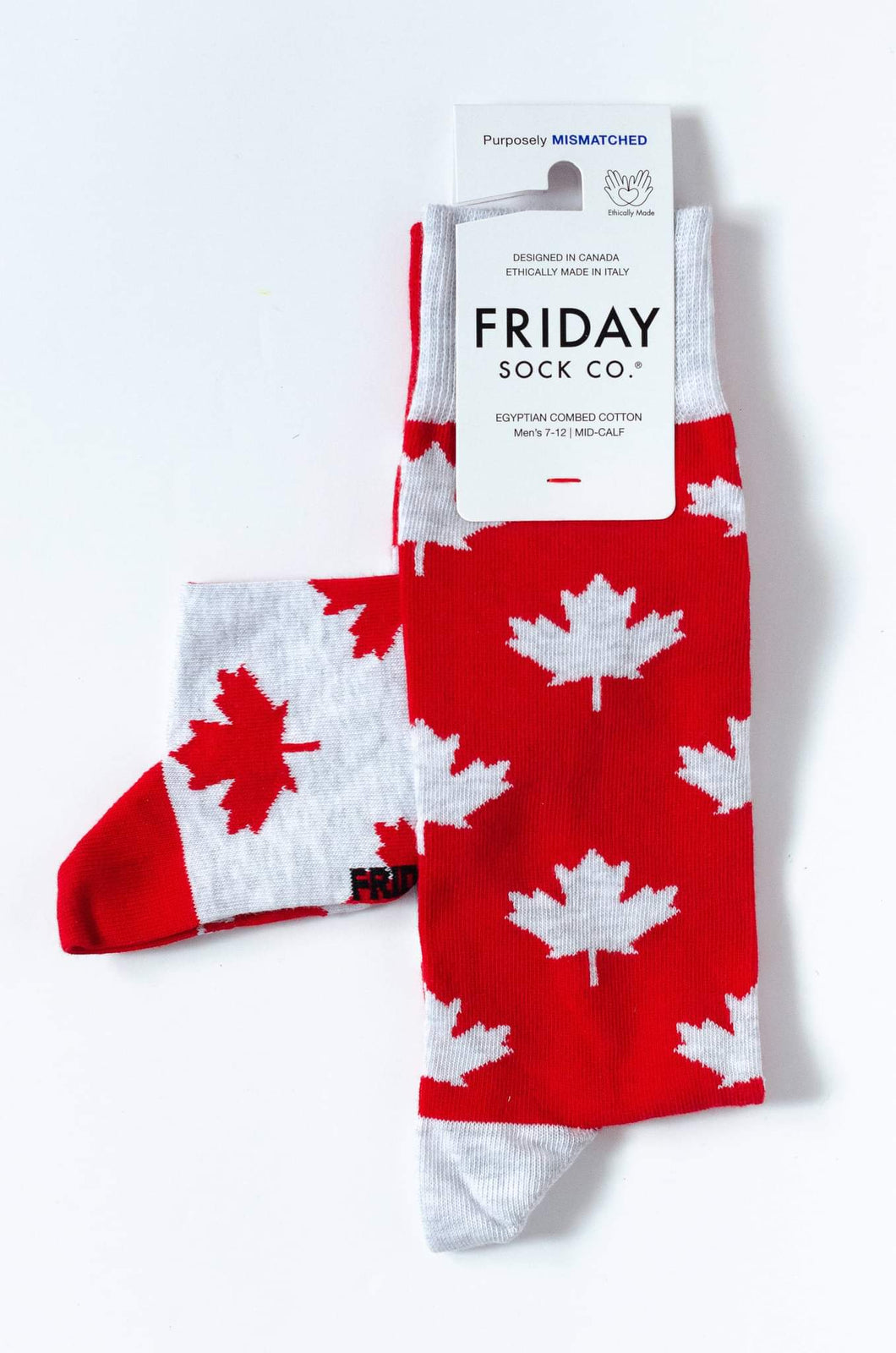 Grey & Red Maple Leaf Socks