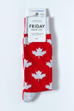 Load image into Gallery viewer, Grey &amp; Red Maple Leaf Socks
