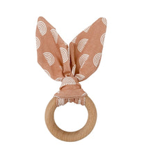 Load image into Gallery viewer, Crinkle Bunny Ears Teether | Neutral Rainbow
